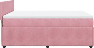 vidaXL Łóżko kontynentalne z materacem, różowe, 160x200 cm, aksamit 9