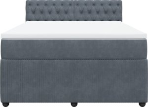 vidaXL Łóżko kontynentalne z materacem, ciemnoszare, 160x200cm aksamit 4