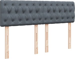 vidaXL Łóżko kontynentalne z materacem, ciemnoszare, 160x200cm aksamit 5