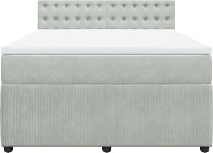 vidaXL Łóżko kontynentalne z materacem, jasnoszare, 160x200cm, aksamit 4