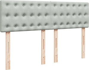 vidaXL Łóżko kontynentalne z materacem, jasnoszare, 160x200cm, aksamit 5