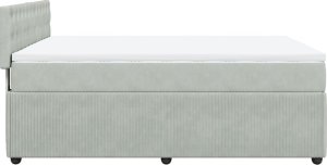 vidaXL Łóżko kontynentalne z materacem, jasnoszare, 160x200cm, aksamit 9