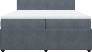 vidaXL vidaXL Łóżko kontynentalne z materacem, ciemnoszary aksamit, 200x200cm 4