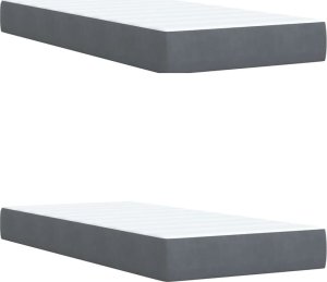 vidaXL vidaXL Łóżko kontynentalne z materacem, ciemnoszary aksamit, 200x200cm 7