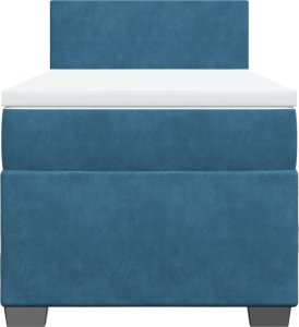 vidaXL vidaXL Łóżko kontynentalne z materacem, niebieskie, 80x200 cm, aksamit 6