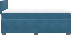 vidaXL vidaXL Łóżko kontynentalne z materacem, niebieskie, 80x200 cm, aksamit 7