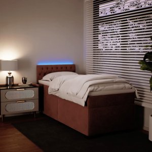 vidaXL Łóżko kontynentalne z materacem, różowe, aksamit, 90x200 cm 4