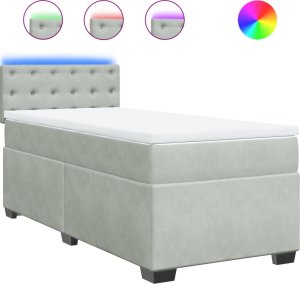 vidaXL vidaXL Łóżko kontynentalne z materacem, jasnoszare, aksamit, 90x200 cm 2