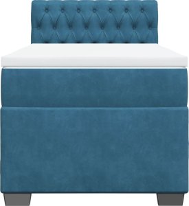 vidaXL vidaXL Łóżko kontynentalne z materacem, niebieskie, 90x200 cm, aksamit 6