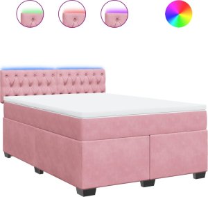 vidaXL Łóżko kontynentalne z materacem, różowe, aksamit, 140x190 cm 2