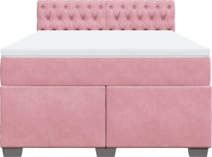 vidaXL Łóżko kontynentalne z materacem, różowe, aksamit, 140x190 cm 6