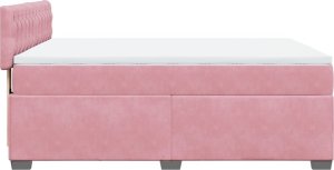 vidaXL Łóżko kontynentalne z materacem, różowe, aksamit, 140x190 cm 7