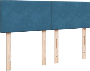 vidaXL vidaXL Łóżko kontynentalne z materacem, niebieskie, 160x200cm, aksamit 9