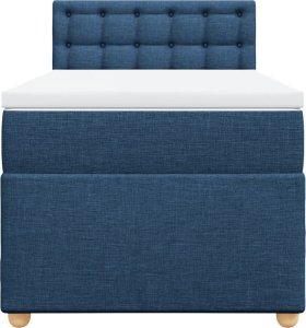 vidaXL vidaXL Łóżko kontynentalne z materacem, niebieskie, tkanina, 80x200 cm 6