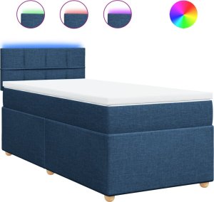 vidaXL vidaXL Łóżko kontynentalne z materacem, niebieskie, tkanina, 90x200 cm 2