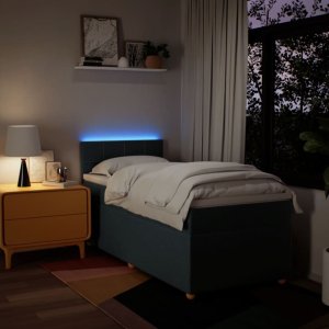 vidaXL vidaXL Łóżko kontynentalne z materacem, niebieskie, tkanina, 90x200 cm 5