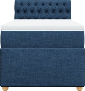 vidaXL vidaXL Łóżko kontynentalne z materacem, niebieskie, tkanina, 90x200 cm 6