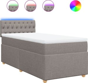 vidaXL vidaXL Łóżko kontynentalne z materacem, taupe, tkanina, 100x200 cm 2