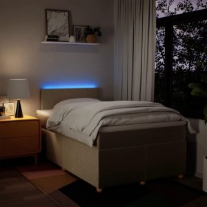 vidaXL vidaXL Łóżko kontynentalne z materacem, kremowe, tkanina, 120x200 cm 5