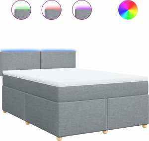 vidaXL vidaXL Łóżko kontynentalne z materacem, jasnoszare, tkanina, 140x190cm 2