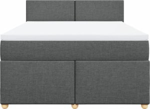 vidaXL vidaXL Łóżko kontynentalne z materacem, ciemnoszara tkanina 140x190 cm 6