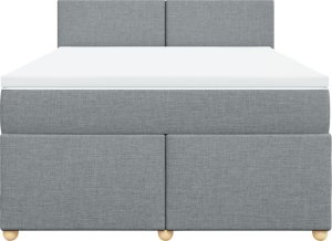 vidaXL vidaXL Łóżko kontynentalne z materacem, jasnoszare 140x200 cm, tkanina 6