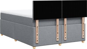 vidaXL vidaXL Łóżko kontynentalne z materacem, jasnoszare 140x200 cm, tkanina 8