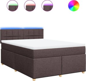 vidaXL vidaXL Łóżko kontynentalne z materacem, brązowe, tkanina, 140x200 cm 2