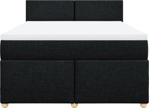 vidaXL vidaXL Łóżko kontynentalne z materacem, czarne, tkanina, 140x190 cm 6