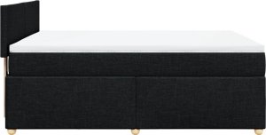 vidaXL vidaXL Łóżko kontynentalne z materacem, czarne, tkanina, 140x190 cm 7