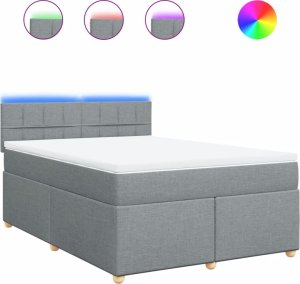 vidaXL vidaXL Łóżko kontynentalne z materacem, jasnoszare, tkanina, 140x190cm 2
