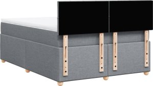 vidaXL vidaXL Łóżko kontynentalne z materacem, jasnoszare, tkanina, 140x190cm 8