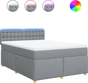 vidaXL vidaXL Łóżko kontynentalne z materacem, jasnoszare 140x200 cm, tkanina 2