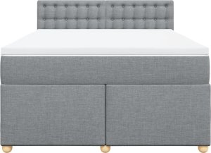 vidaXL vidaXL Łóżko kontynentalne z materacem, jasnoszare 140x200 cm, tkanina 6