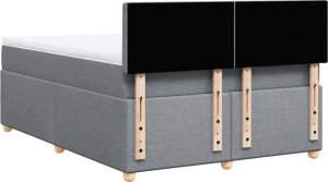 vidaXL vidaXL Łóżko kontynentalne z materacem, jasnoszare 140x200 cm, tkanina 8