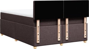 vidaXL vidaXL Łóżko kontynentalne z materacem, brązowe, tkanina, 140x200 cm 8