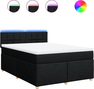 vidaXL vidaXL Łóżko kontynentalne z materacem, czarne, tkanina 140x200 cm 2