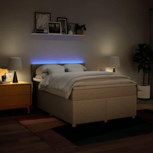 vidaXL vidaXL Łóżko kontynentalne z materacem, kremowe, tkanina, 140x200 cm 5