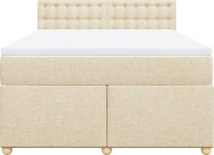 vidaXL vidaXL Łóżko kontynentalne z materacem, kremowe, tkanina, 140x200 cm 6