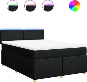 vidaXL vidaXL Łóżko kontynentalne z materacem, czarne, tkanina 160x200 cm 2