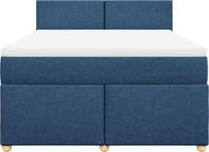 vidaXL vidaXL Łóżko kontynentalne z materacem, niebieskie, tkanina, 160x200cm 6
