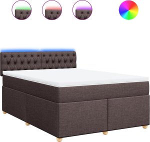 vidaXL vidaXL Łóżko kontynentalne z materacem, brązowe, tkanina, 160x200 cm 2