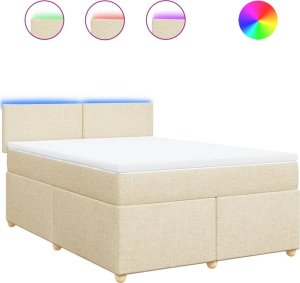 vidaXL vidaXL Łóżko kontynentalne z materacem, kremowe, tkanina, 160x200 cm 2