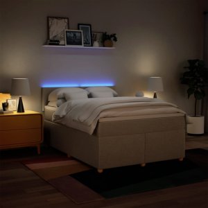 vidaXL vidaXL Łóżko kontynentalne z materacem, kremowe, tkanina, 160x200 cm 5