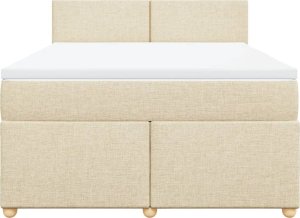vidaXL vidaXL Łóżko kontynentalne z materacem, kremowe, tkanina, 160x200 cm 6
