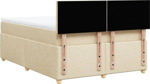 vidaXL vidaXL Łóżko kontynentalne z materacem, kremowe, tkanina, 160x200 cm 8