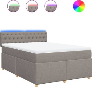 vidaXL vidaXL Łóżko kontynentalne z materacem, taupe, tkanina, 160x200 cm 2