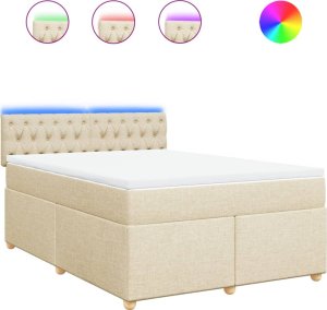 vidaXL vidaXL Łóżko kontynentalne z materacem, kremowe, tkanina, 160x200 cm 2
