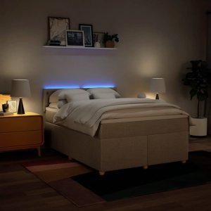 vidaXL vidaXL Łóżko kontynentalne z materacem, kremowe, tkanina, 160x200 cm 5