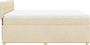vidaXL vidaXL Łóżko kontynentalne z materacem, kremowe, tkanina, 160x200 cm 7